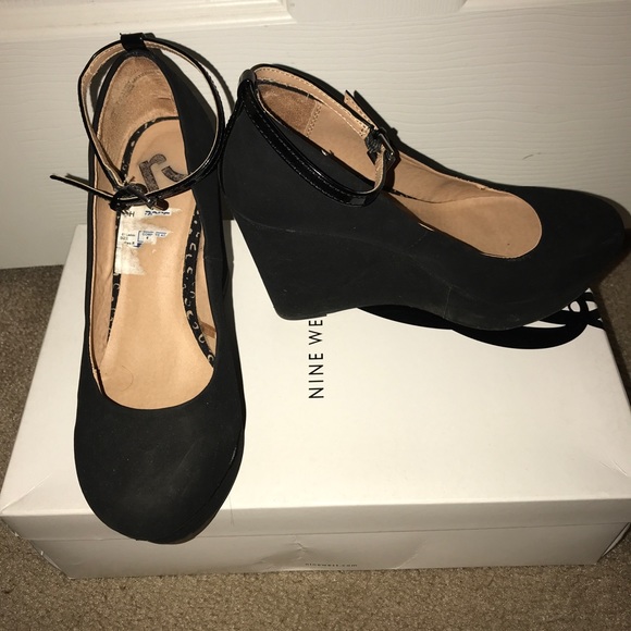 Black Suede Wedge Heels - Picture 3 of 3